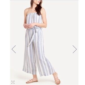 Splendid Sea Striped Jumpsuit Small Cotton Strapless Beachwear- No Belt- XS